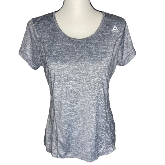 Reebok Top Womens Size M Light Gray Short Sleeve Stretchy Athletic Tee Shirt - Picture 1 of 11